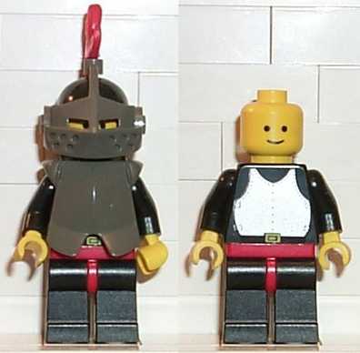LEGO Minifigure-Breastplate - Armor over Black, Black Helmet, Dark Gray Visor, Red 3-Feather Plume-Castle-CAS172-Creative Brick Builders