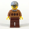 LEGO Minifigure-Grandfather - Medium Dark Flesh Argyle Sweater, Light Bluish Gray Hair-Town / City-CTY659-Creative Brick Builders