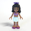 LEGO Minifigure-Kate, Light Aqua Layered Skirt, Magenta Bikini Top, Dark Purple Flower-Friends-FRND057A-Creative Brick Builders