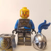 LEGO Minifigure-King's Knight Armor with Lion Head with Crown, Helmet with Fixed Grille, Blue Plume-Castle-Creative Brick Builders