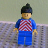 Red & White Stripes - Blue Legs, Black Ponytail Hair
