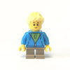 LEGO Minifigure-Boy, Dark Azure Hoodie with Green Striped Shirt, Dark Tan Short Legs, Freckles-Town / City-CTY657-Creative Brick Builders
