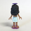 LEGO Minifigure-Kate, Light Aqua Layered Skirt, Magenta Bikini Top, Dark Purple Flower-Friends-FRND057A-Creative Brick Builders