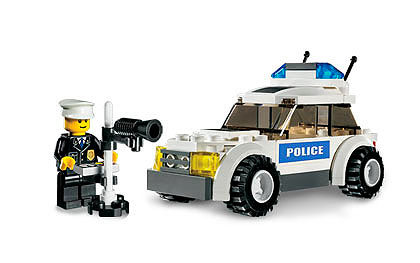 LEGO Set-Police Car Blue Sticker Version-Town City Police
