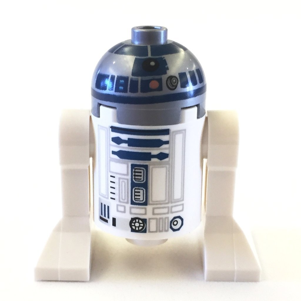 LEGO R2-D2 Minifigure (Flat Silver Head, Dark Blue Printing, Red