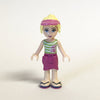LEGO Minifigure-Stephanie, Magenta Wrap Skirt, Green Top with White Stripes, Hair with Visor-Friends-FRND058-Creative Brick Builders